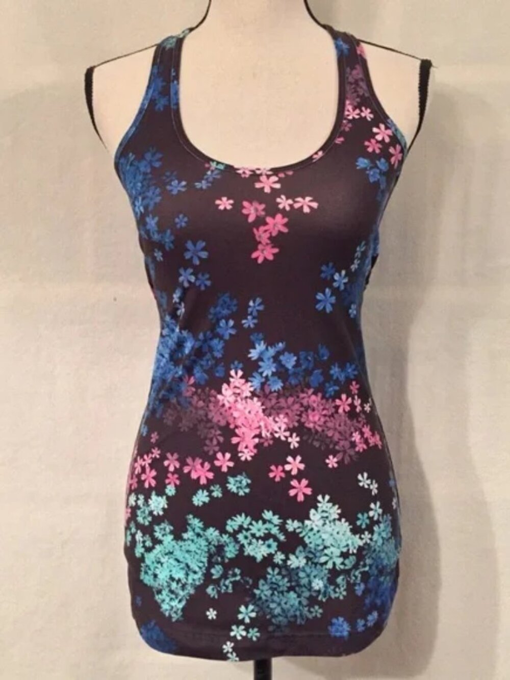 Lululemon athletica petal pop multi black purple floral cool racerback tank top